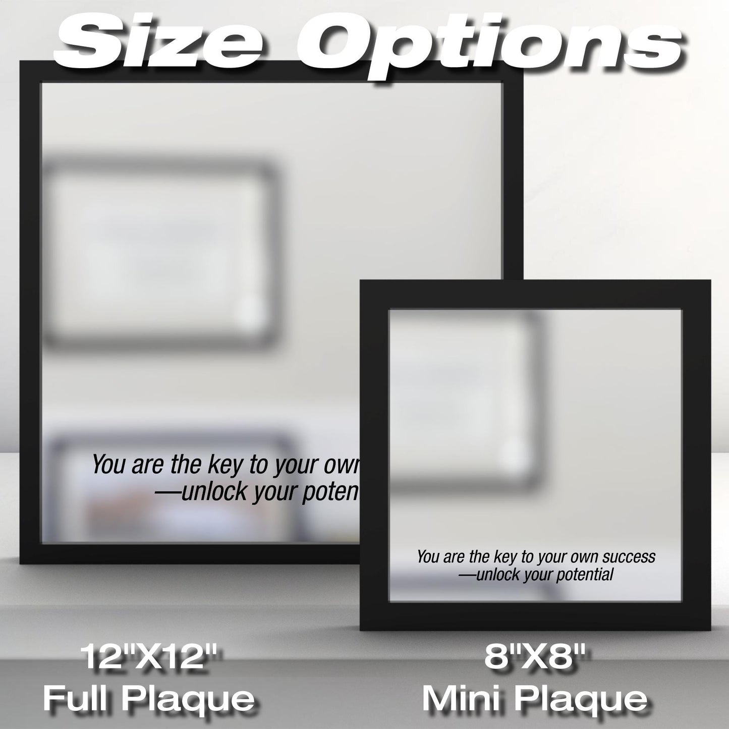 Unlock Your Potential – Elegant Framed Laser Engraved Mirror. Part of the Motivational Collection of Success Quotes