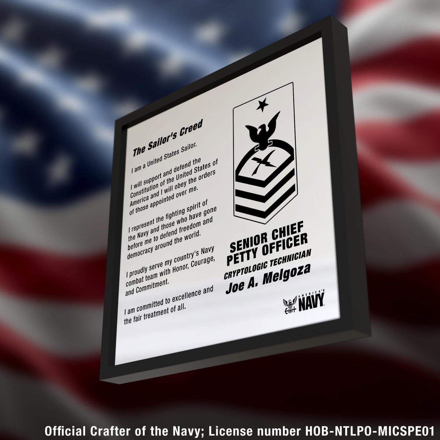 US Navy Sailor's Creed Personalized- Laser Engraved Mirror Plaque