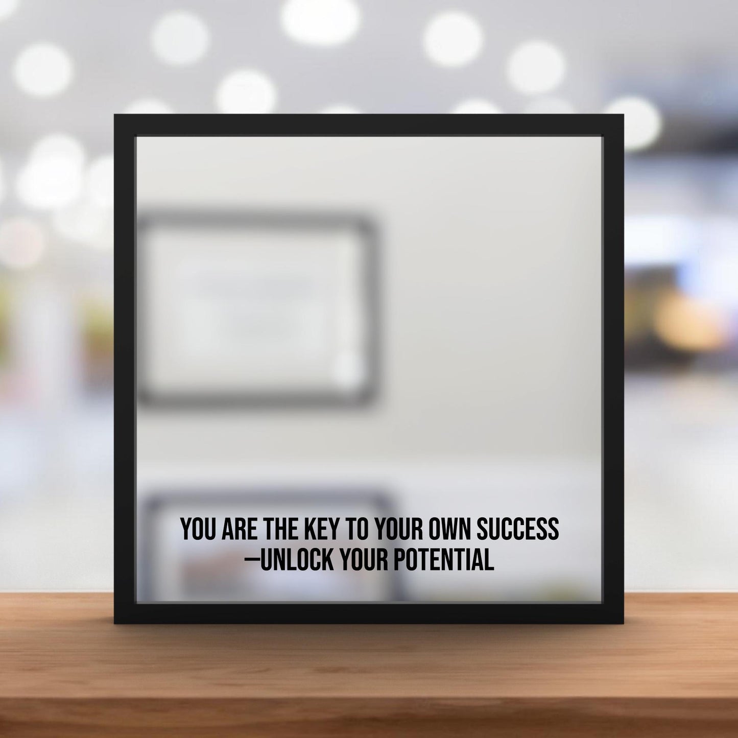 Unlock Your Potential – Elegant Framed Laser Engraved Mirror. Part of the Motivational Collection of Success Quotes