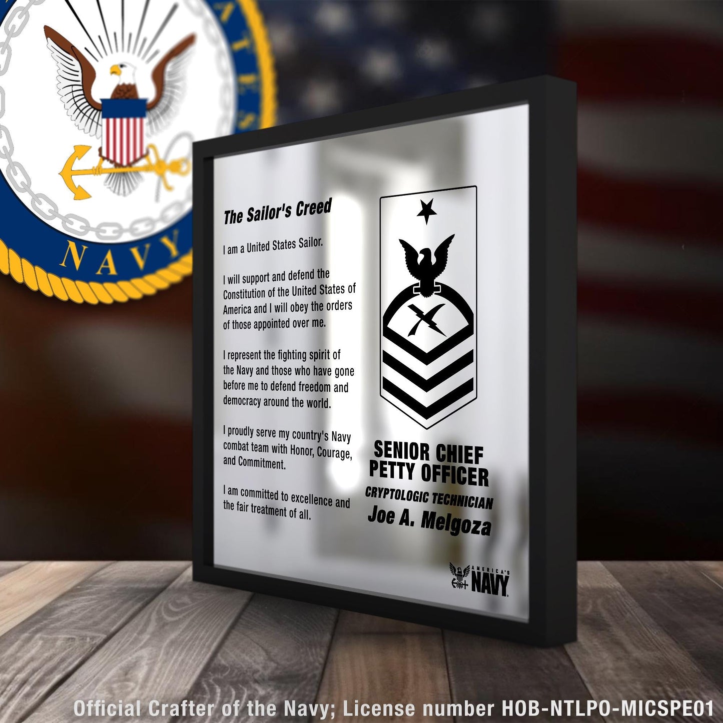 US Navy Sailor's Creed Personalized- Laser Engraved Mirror Plaque