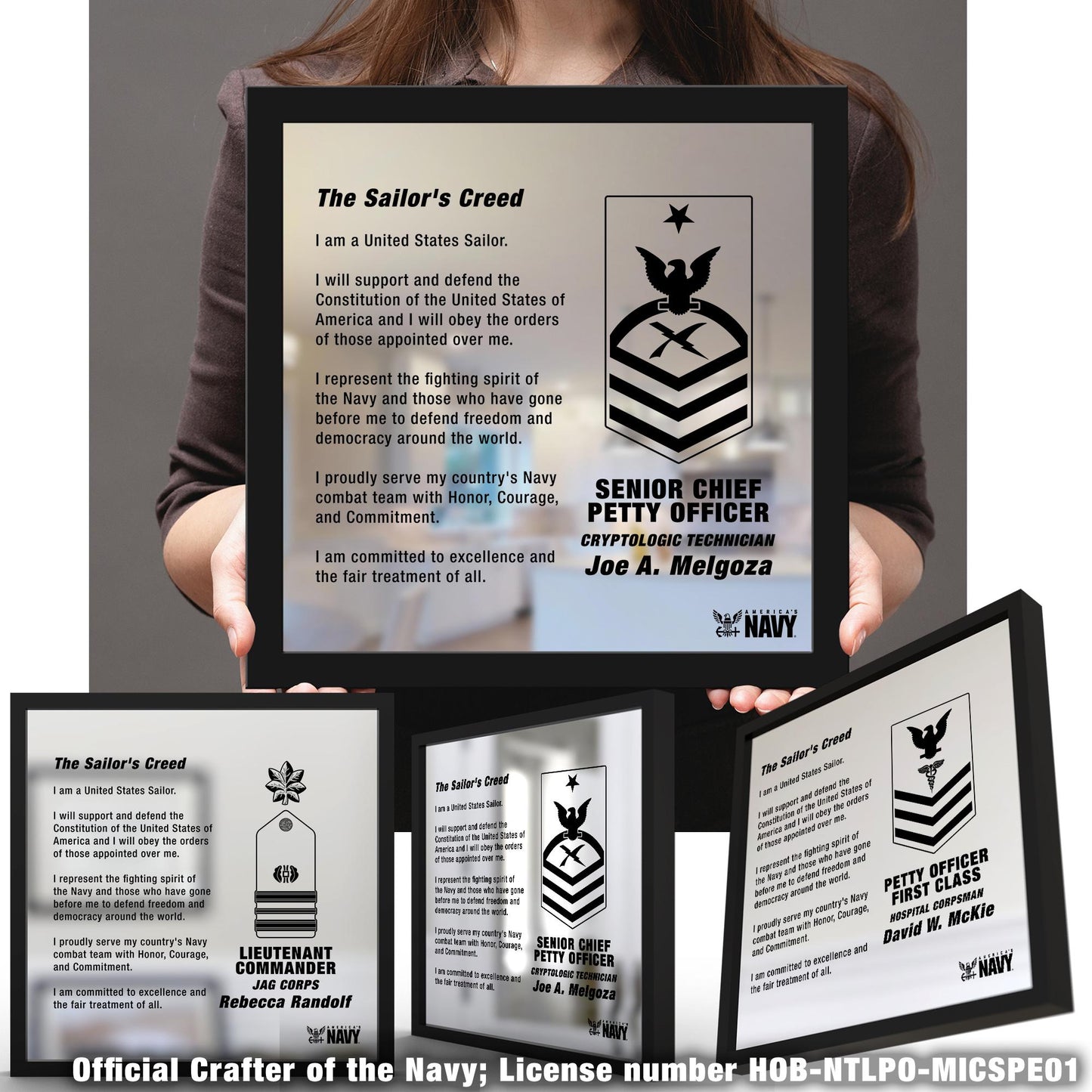 US Navy Sailor's Creed Personalized- Laser Engraved Mirror Plaque