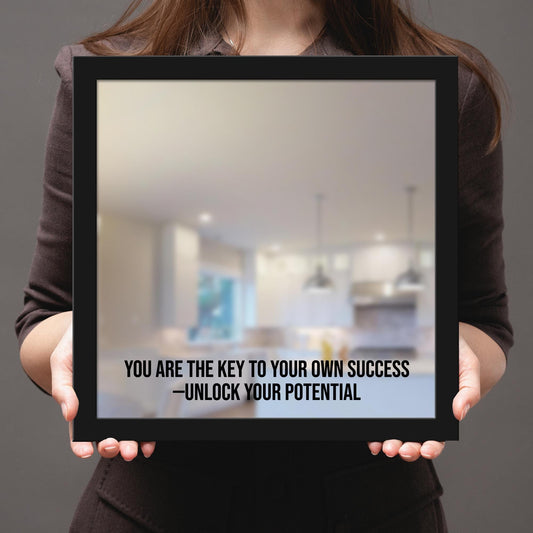 Unlock Your Potential – Elegant Framed Laser Engraved Mirror. Part of the Motivational Collection of Success Quotes